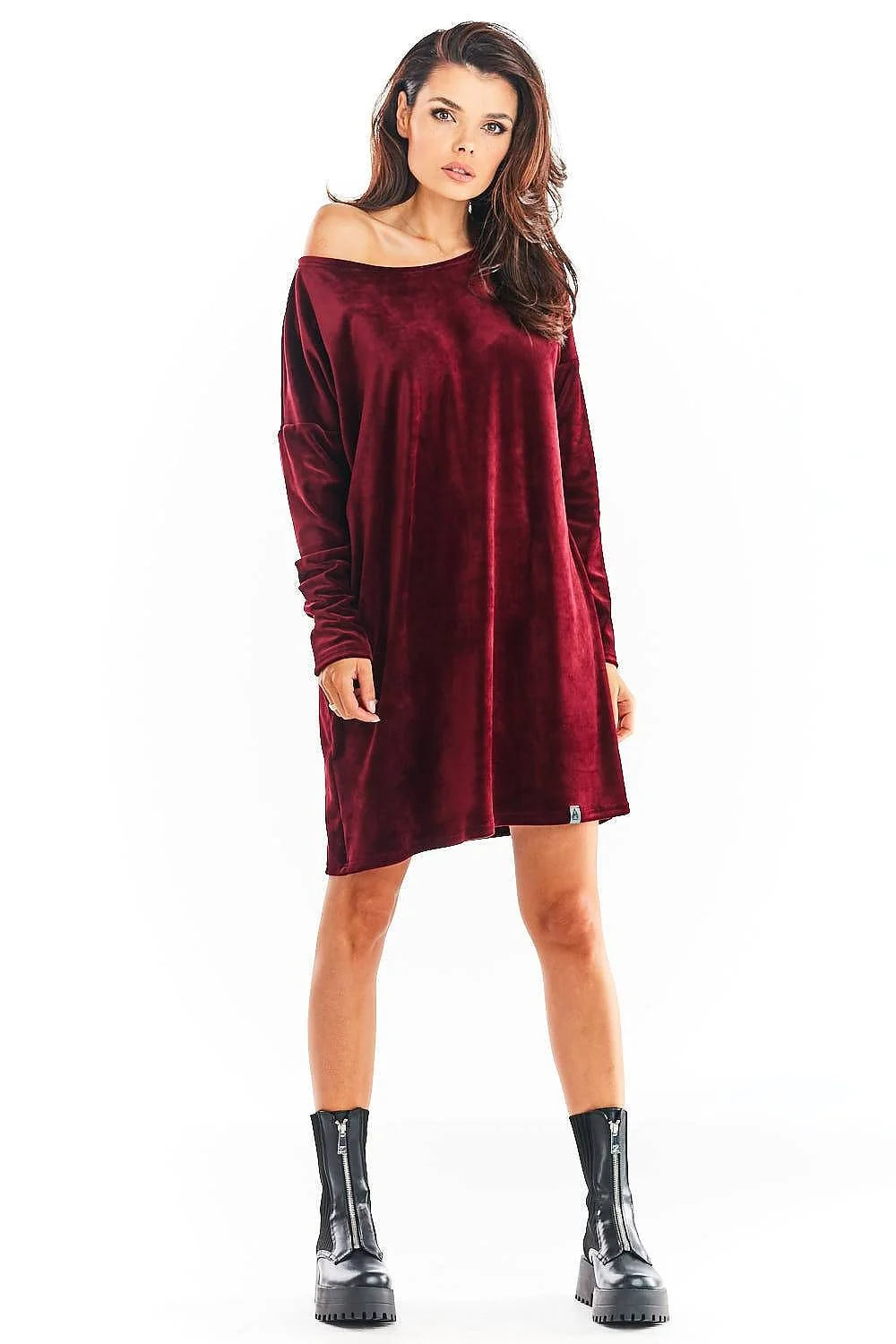 Nuisette en velours bordeaux élégante et confortable manches longues coupe ample pour occasions semi-formelles