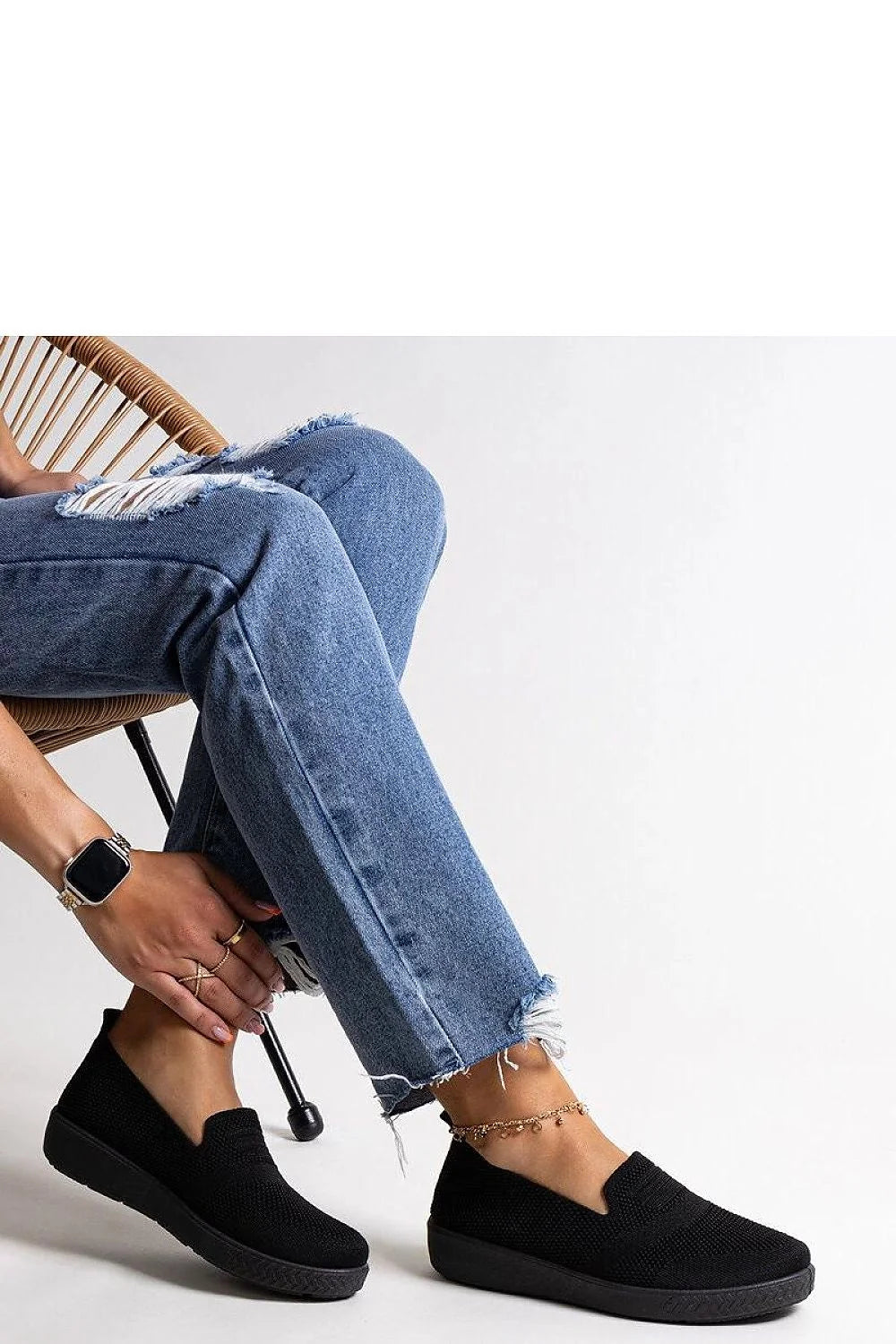 mocassins femmes noirs maille tricotée respirante confortables coupe basse sans lacets semelle antidérapante légère flexible maintien quotidien élégants