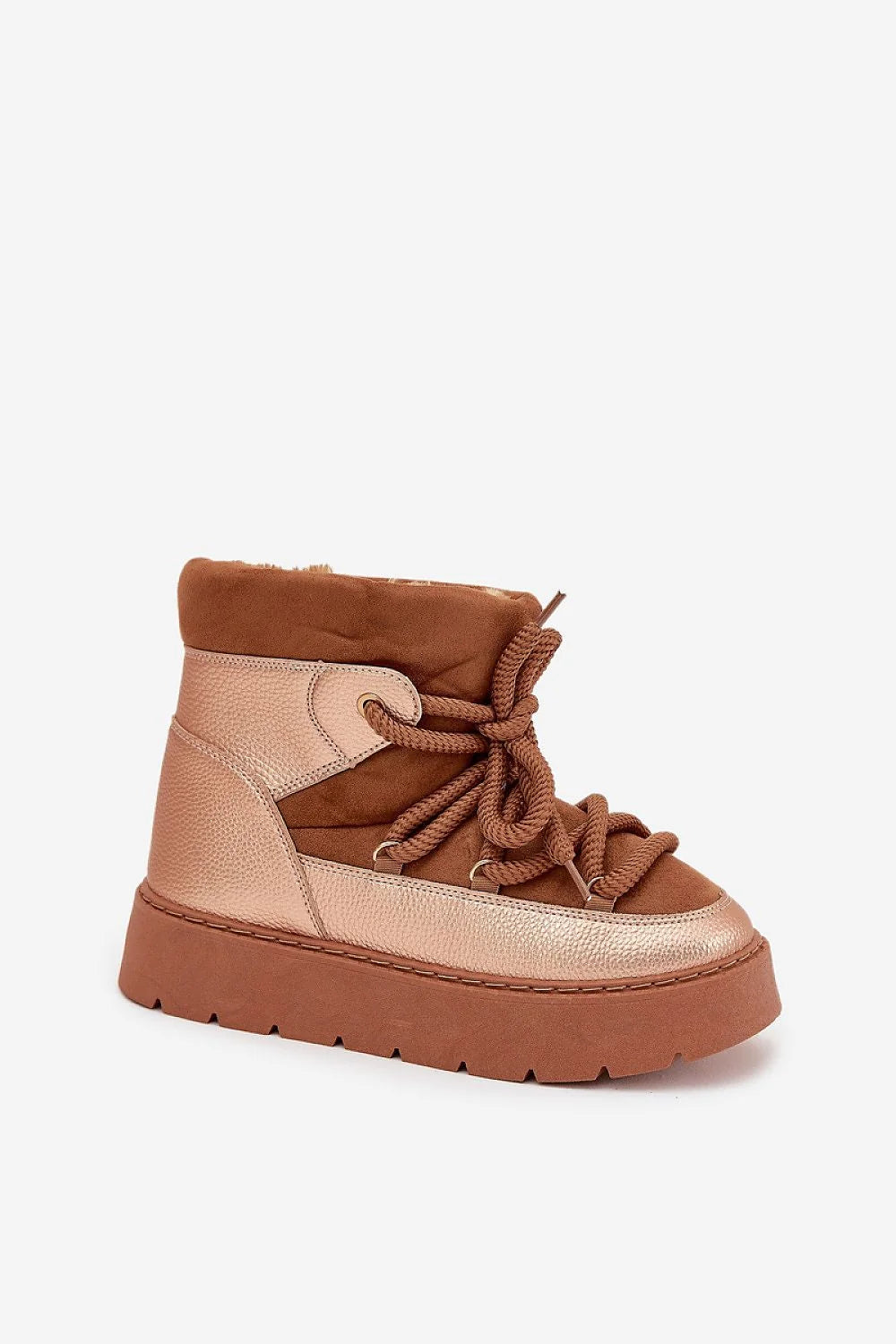 bottines basses femme daim cuir écologique plateforme épaisse confortable stabilité lacets épais fourrure doublée semelle crantée gomme urbaine