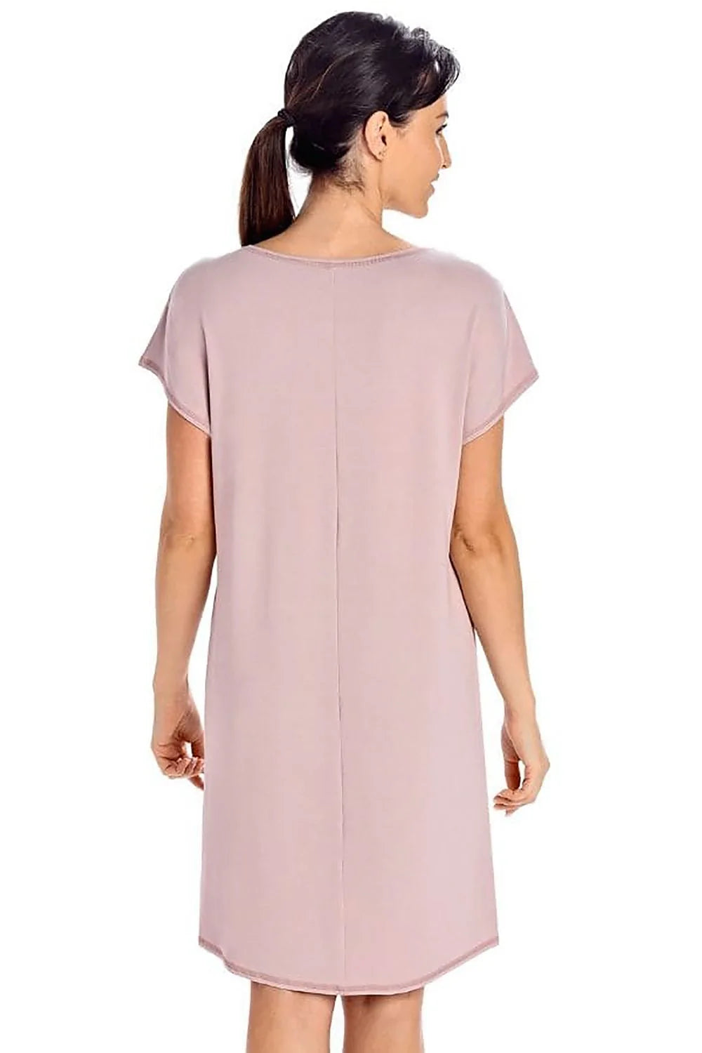 Chemise de nuit élégante pour femme en viscose douce couleur cacao coupe classique longueur au genou sans manches confortable