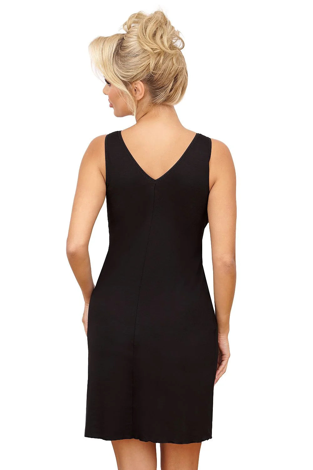 Chemise de nuit élégante pour femme en dentelle noire sans bretelles coupe ample confortable tissu doux soirée romantique