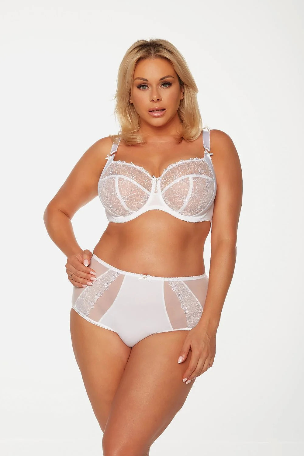Soutien-gorge et culotte lingerie sexy soft Bella Misteria dentelle blanche support ample femme