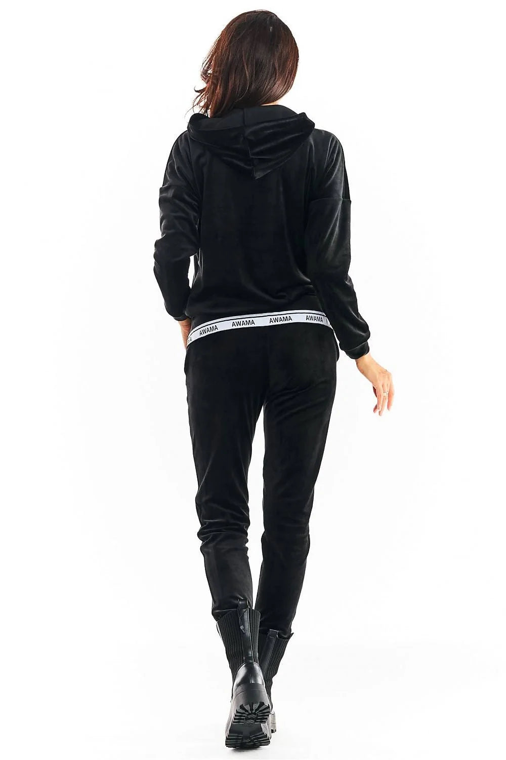 Ensemble mode féminine pull sweat Hooded sweater manches longues pantalon joggers élastique waist noir femme