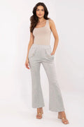 pantalon survêtement ItalyModa femme taille haute flare évasé gris chiné doux extensible élastique poches latérales boutons dorés coutures chic