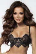 Soutien-gorge rembourré dentelle noire floral bustier ajustable femmes