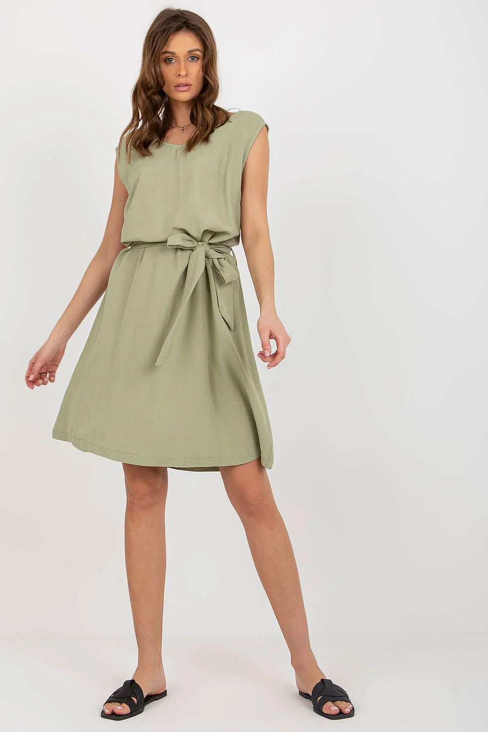Robe de jour élégante Rue Paris sans manches coton lin viscose taille ajustable femme