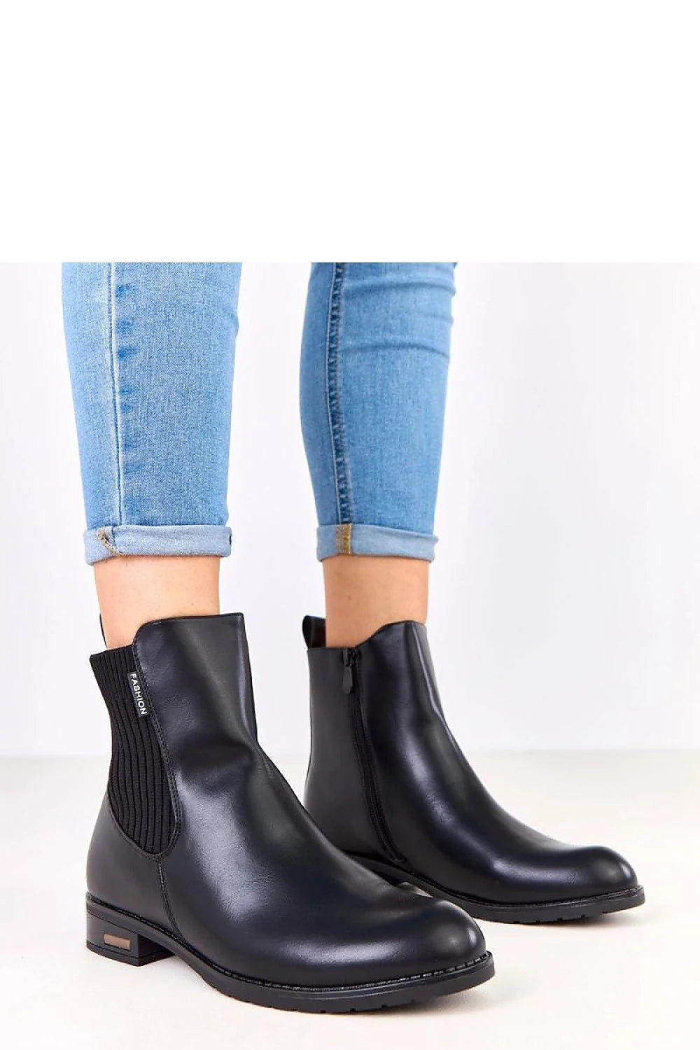 bottines chelsea femme mi cheville noir cuir artificiel haute qualité bout rond talon bas 3cm empiècement élastique côtelé fermeture éclair