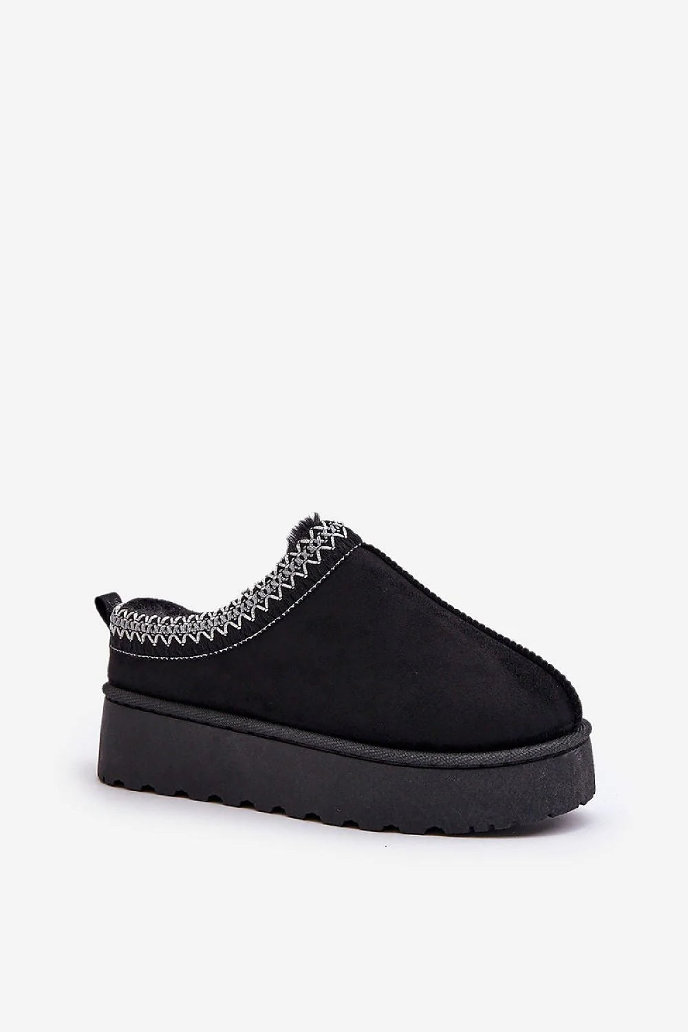 Bottes de neige pour femmes style casual-chic en suédine noire semelle épaisse sans lacets fourrure intérieure