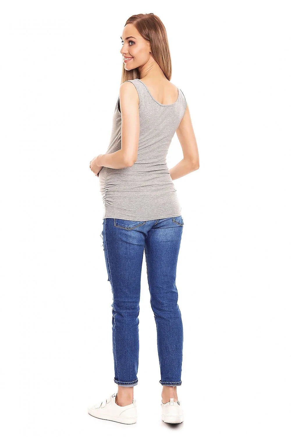 Top de maternité tank top sans manches style casual élégant tissu extensible stretchy confortable pour femmes enceintes et après-grossesse en viscose élasthanne