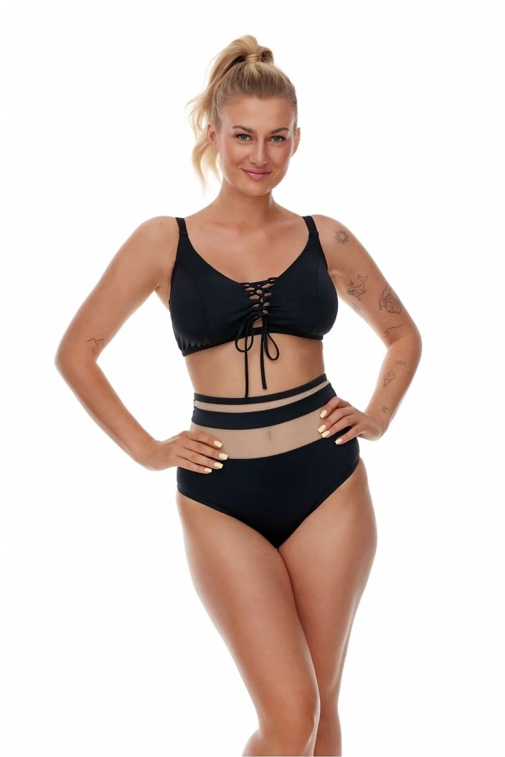 Maillot de bain deux pièces Lupo Line soutien-gorge nageur bandes transparentes taille haute femmes moderne audacieux plage piscine