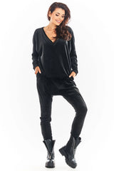 Pantalon survêtement femme en velours noir confortable style athleisure moderne pour look décontracté chic