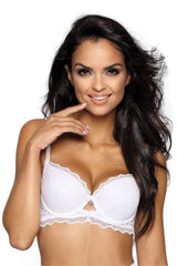 lingerie sexy féminine pushup balconnet dentelle blanche noire corset effet baleines armatures rembourrées bretelles réglables bijou charmant maintien confortable plongeant