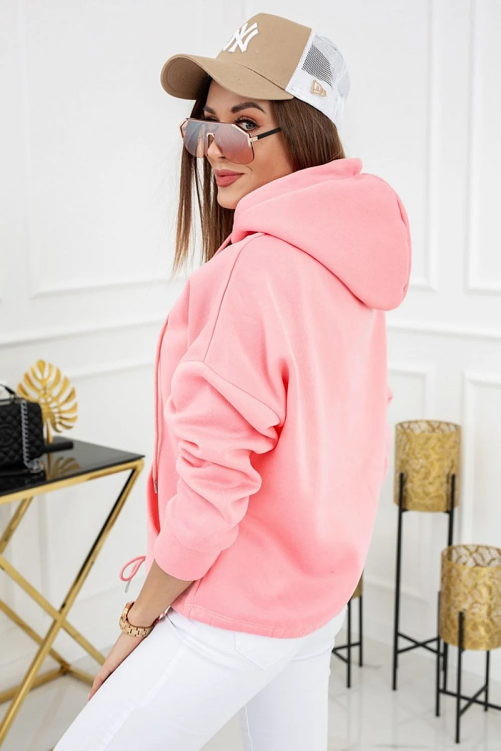 Sweatshirt Vittoria Ventini Design Moderne Urban Style Femme Coupe Amples Manches Longues Coton Polyester Pink Casual Élégant Accessoires
