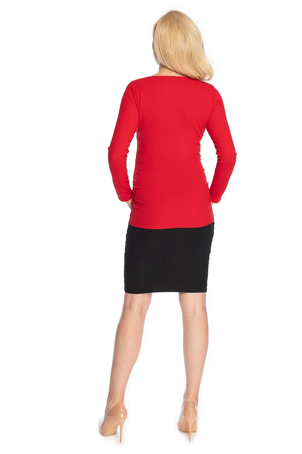 Haut de maternité extensible noir en jersey confortable et élégant pour future maman chic quotidienne
