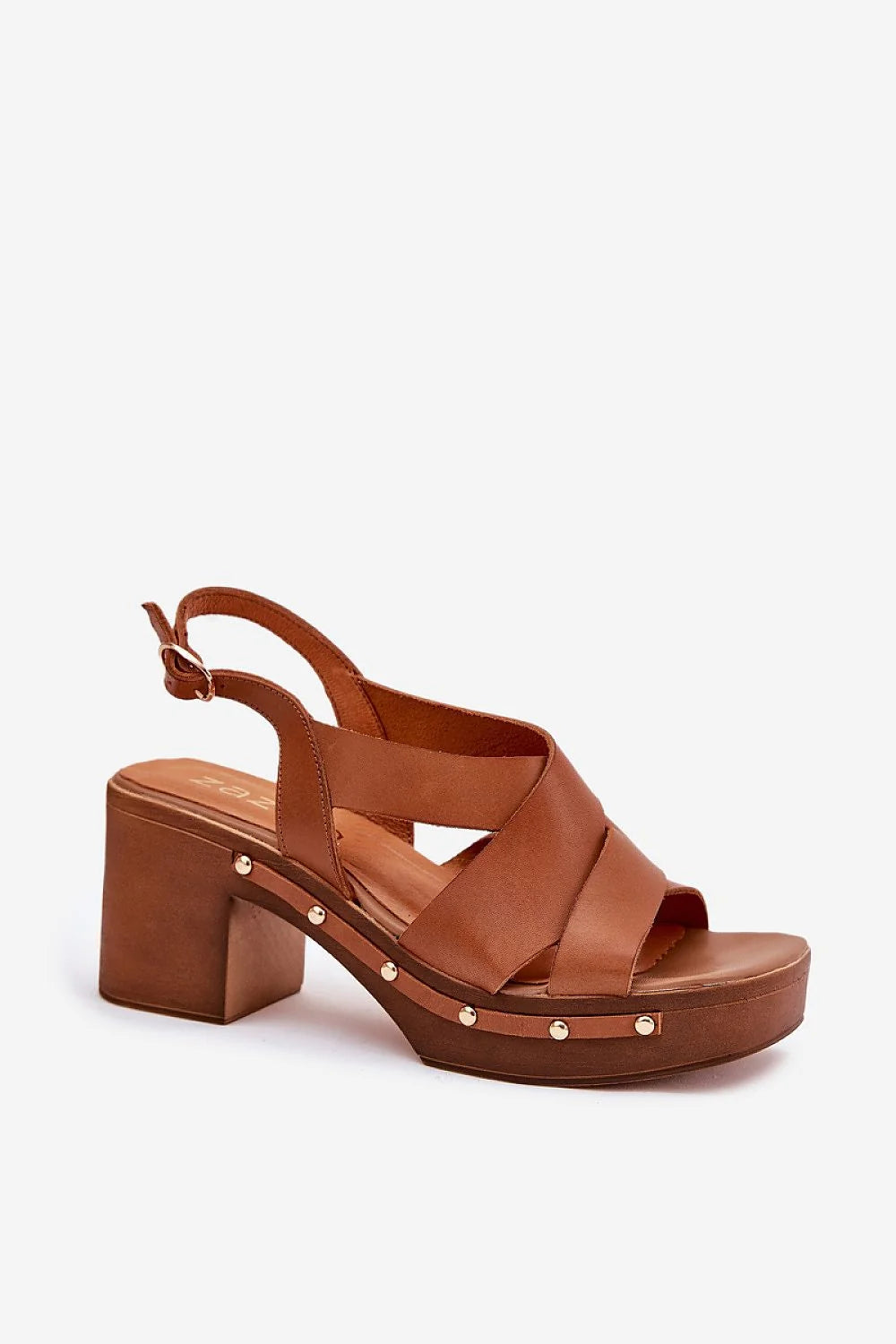 Sandales à talons bloc cuir naturel élégantes pour femmes, style contemporain, occasions formelles, confort toute la journée