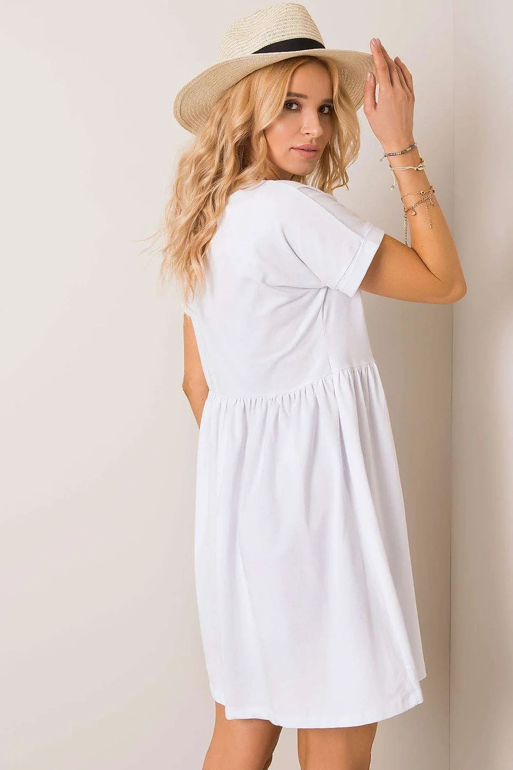 Robe Femme Été Décontractée Coton Taille Haute Manches Courtes Col Rond Élégance Confort Polyvalente Accessoiriser Soirée Quotidienne