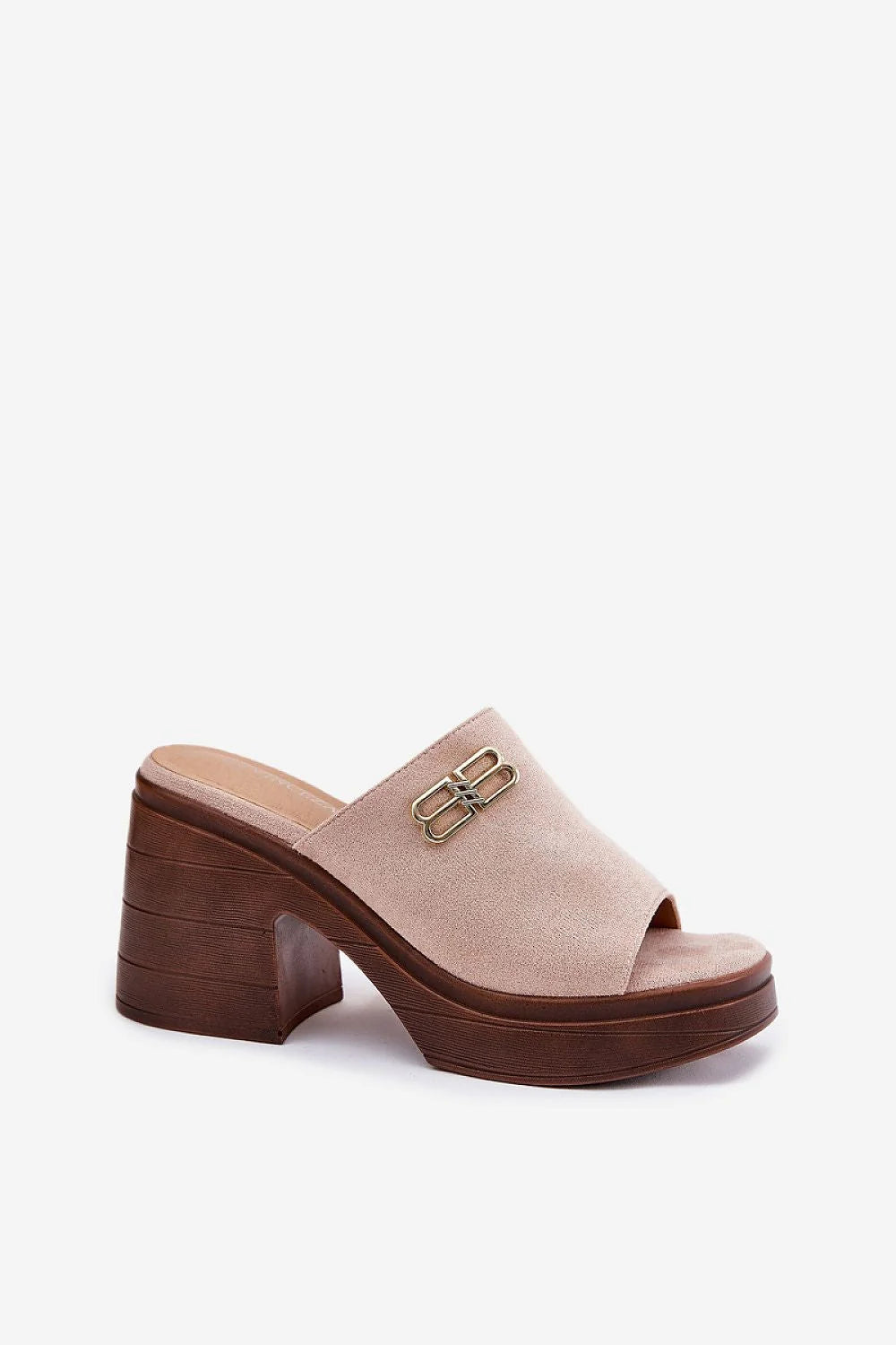 Mules femmes style moderne élégant beige marron semelle épaisse talon bloc matériaux doux confortable soirées estivales tenues décontractées