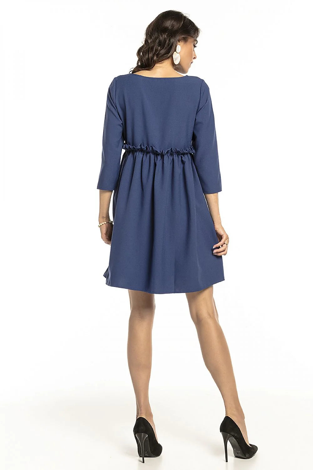 Robe évasée verte en polyester moderne élégante manches longues style chic pour journée décontractée