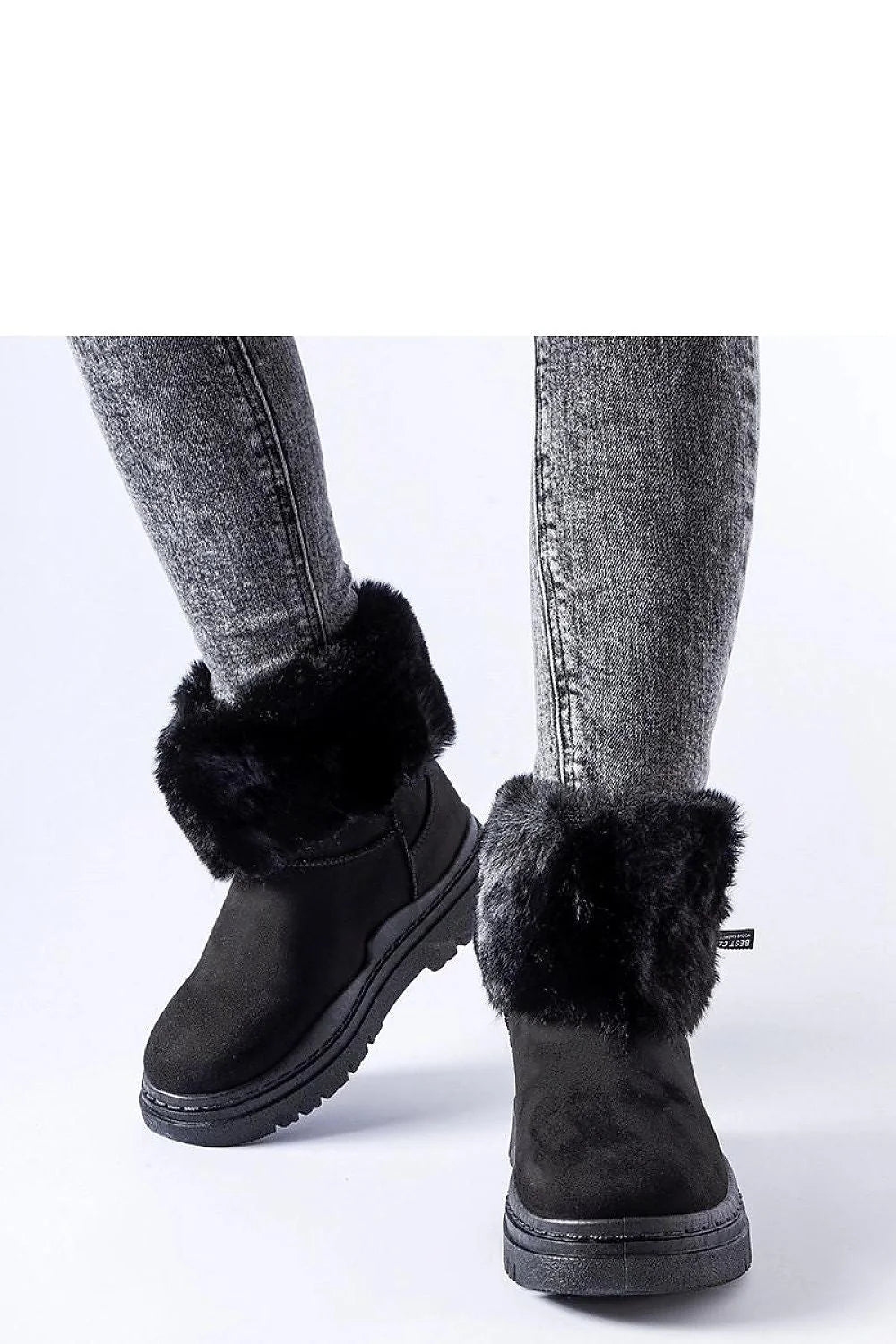 bottes neige solea femme noir suede fausse fourrure retournée mi cheville plateforme crantée gomme antiderapante doublure chaude slipon