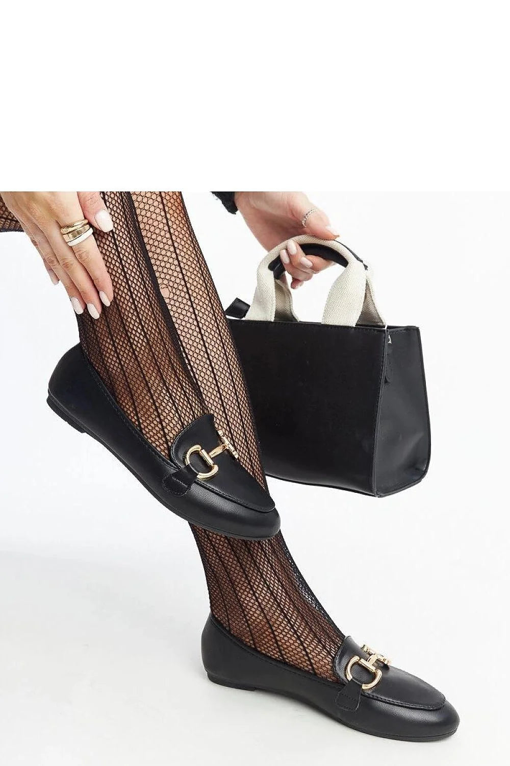Moccasins pour femmes classiques élégants noir simili cuir doré bout arrondi coupe basse occasion quotidienne et formelle