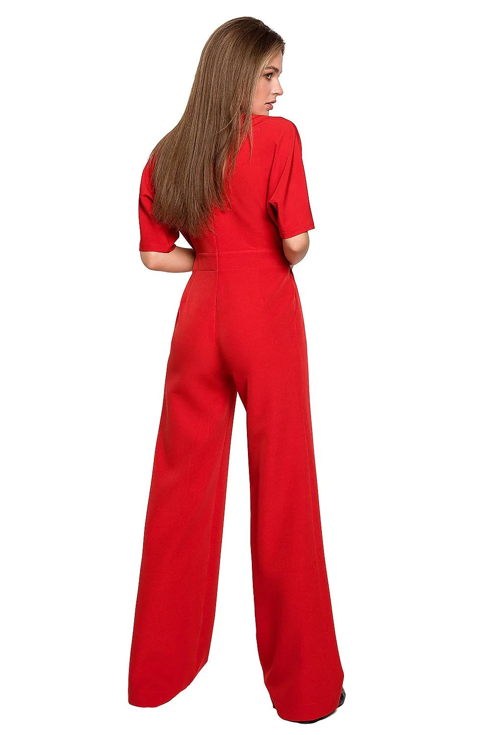 Combinaison polyester élégante et chic pour femme moderne couleur terre cuite manches chauve-souris