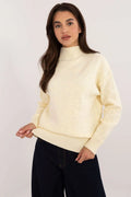 Pull à col roulé pour femme en mélange acrylique polyester texture variée manches longues coupe classique style moderne intemporel