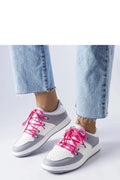 Baskets retro femme design moderne blanc gris rose vif cuir synthétique confortable été printemps