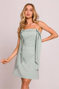 Robe de cocktail élégante mini ajustée sans bretelles corset nœuds décoratifs vert pastel semi-formelle femmes