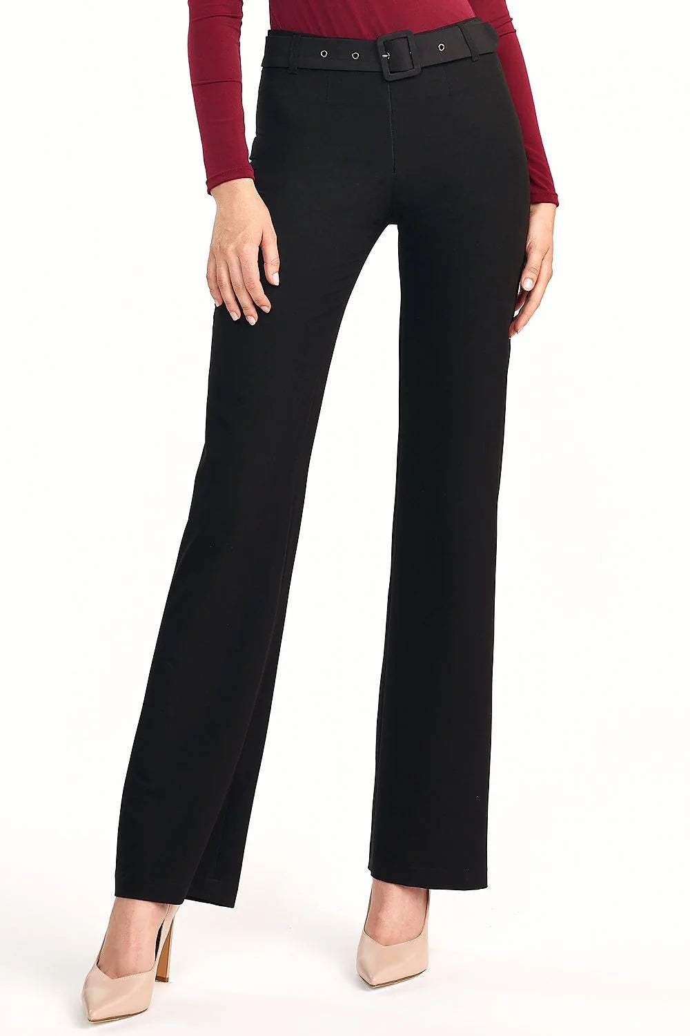 Pantalon femme taille haute rouge corail jambes larges chic élégant bureau confort tendance
