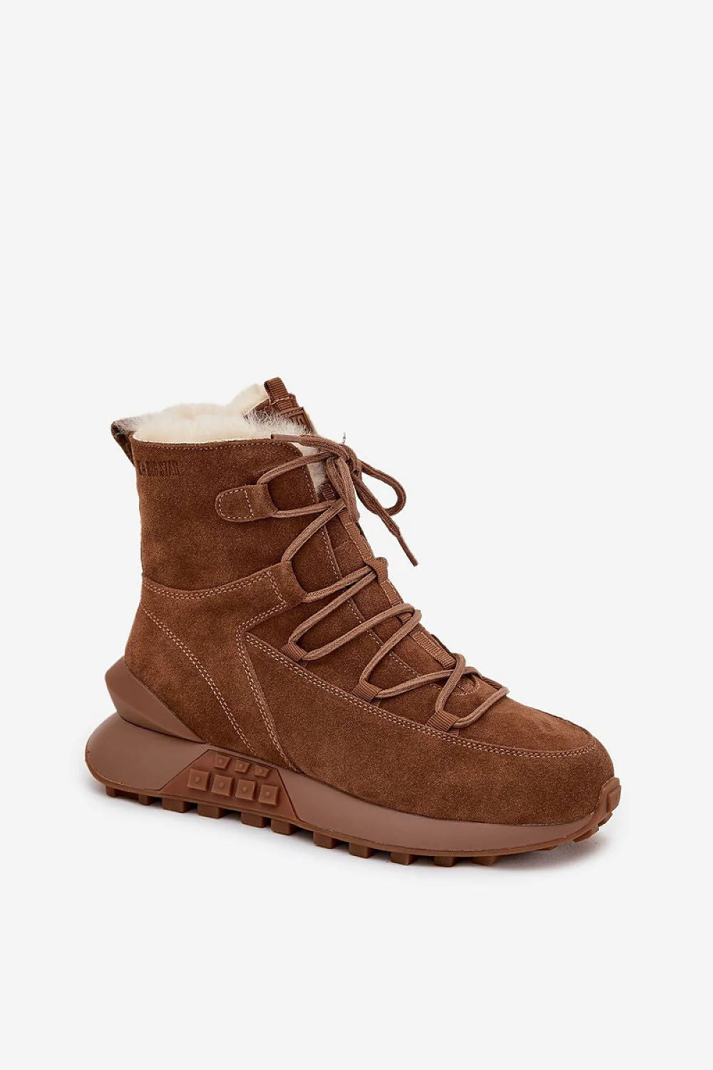 bottes neige femme BigStar daim cuir suédé marron chocolat doublure fourrure crème fermetureéclair lacets plateforme crantée antidérapante confortable