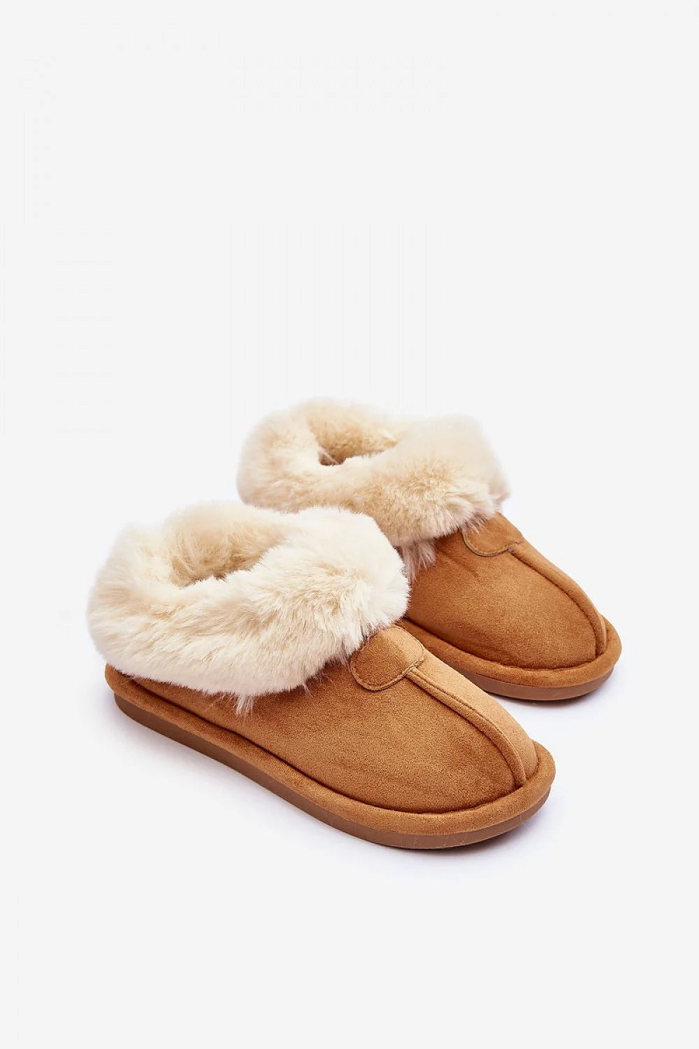 Pantoufles pour femmes élégantes en suédine écologique fourrure blanche intérieure antidérapante basse hauteur 2 cm