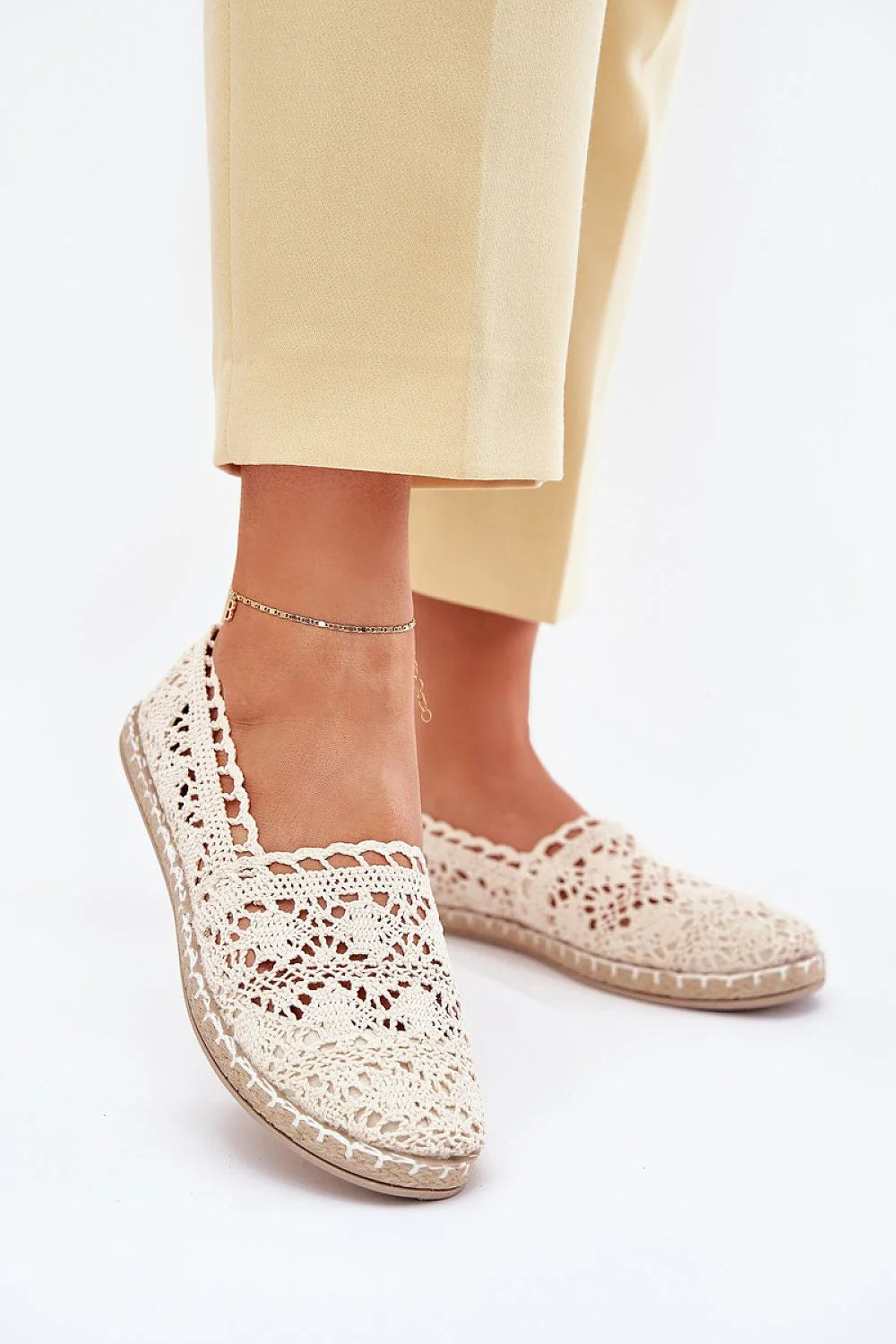 Espadrilles pour femmes été 2023 design élégant dentelle handmade cuir écologique conforturable promenades vacances style casual chic