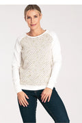 Sweatshirt Figl Femme Design Texturé Manches Longues Coupe Ajustée Style Sportswear Élégant Occasions Multiples en Coton Laine