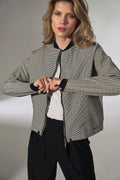 Veste moderne pour femme en polyester motifs carreaux fins chic élégante ajustée professionnelle