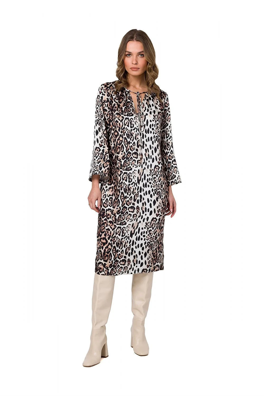 Robe de jour Stylove : tenue deux pièces féminine motif léopard style animalier moderne chic