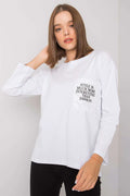 T-shirt blanc coton élasthanne manches longues moderne décontracté imprimé texte confort style pour femme
