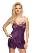 Ensemble de lingerie sexy Irall couleur violette satiné caraco bretelles ajustables short évasé matière haute qualité
