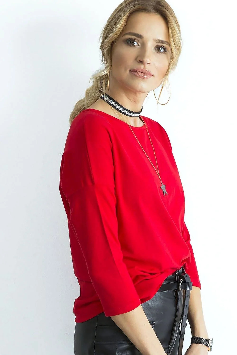 Chemisier femme coton élasthanne style décontracté gris clair manches trois-quarts col rond ample confortable