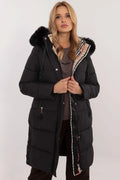 Manteau d'hiver pour femme longueur genoux coupe droite fourrure synthétique matelassé polyester doublure carreaux mode élégance