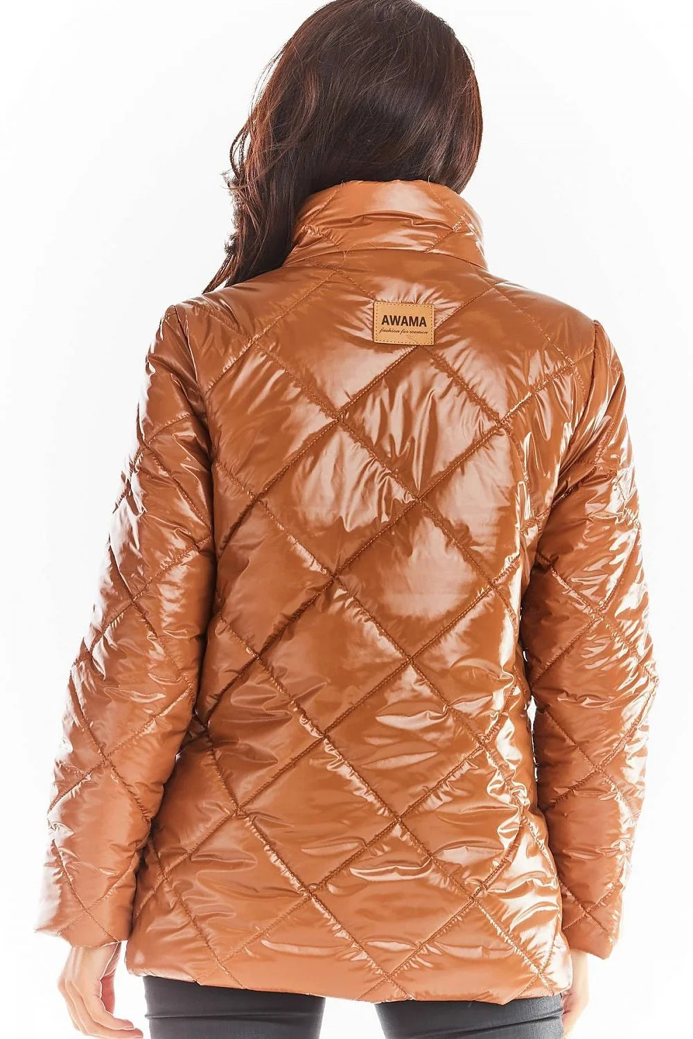 Veste matelassée femme polyester moderne élégante col relevable boutons pression poches latérales hiver stylé