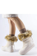 Bottes d'hiver femme similicuir fourrure beige moderne confort semelle compensée casual haute isolation thermique