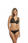 Ensemble de lingerie femme dentelle noire floral soutien-gorge balconnet culotte échancrée maintien confort style élégant sexy taille ajustable occasion spéciale