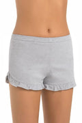 Shorts femme Teyli gris viscosé elastique volants coupe évasée confortable nuit détente