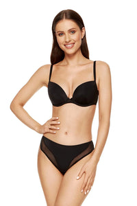 Ensemble de lingerie féminine classique noire string gorteks soutien-gorge bustier culotte tulle élastique coton OEKO-TEX pologne femme