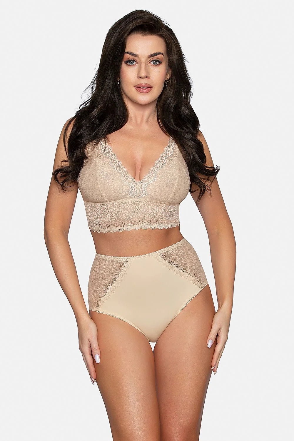 Babell culotte taille haute noire dentelle florale coton élasthanne stretch microfibre bords festonnés maintien léger sculptant confortable femme élégante