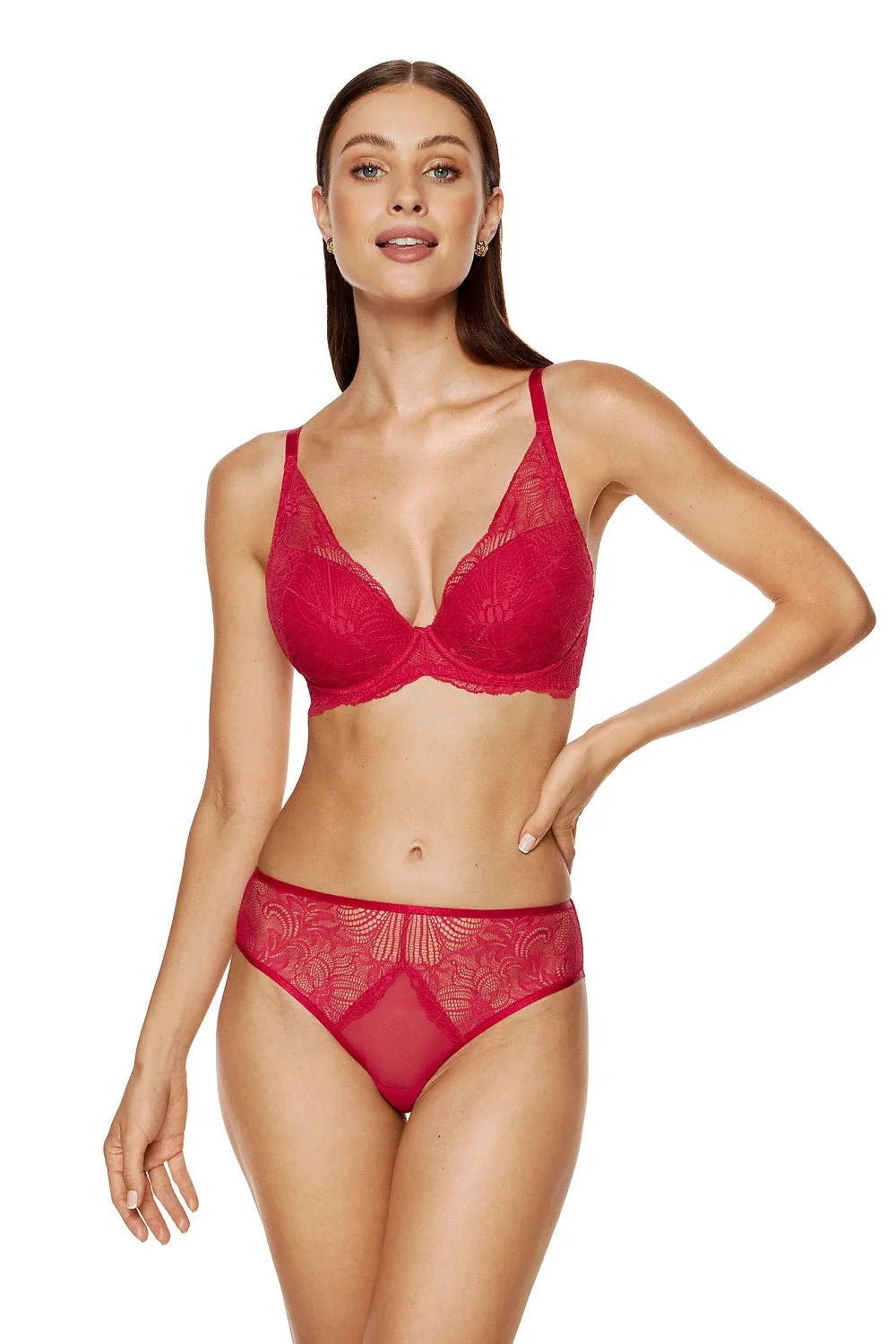 Ensemble de lingerie féminine push-up dentelle rouge soutien-gorge culotte bikini mousse fine coton OEKO-TEX occasion spéciale