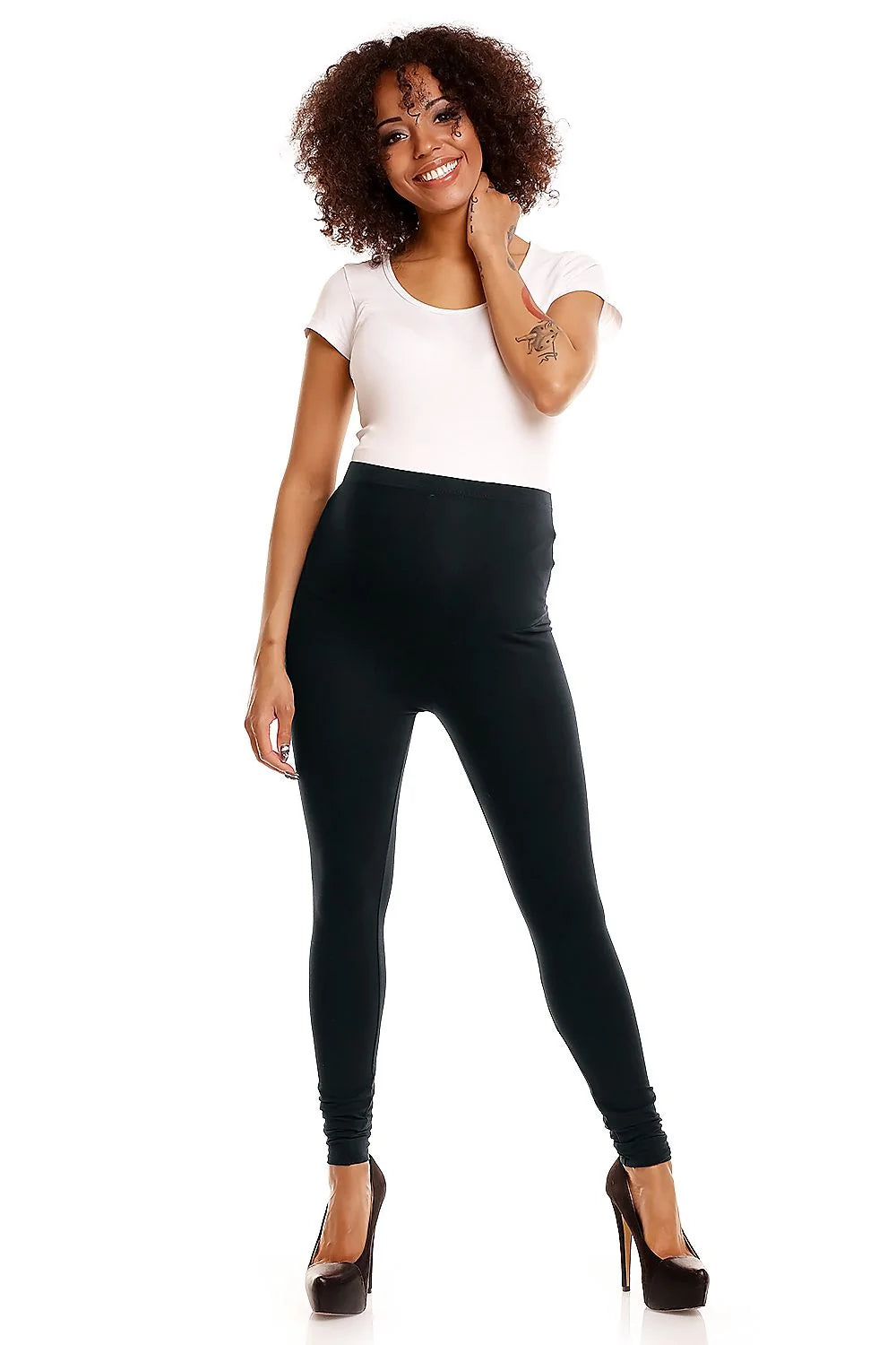 legging maternité grossesse slim ajusté taille haute large panneau ventre extensible jersey stretch doux maintien confort gris chiné