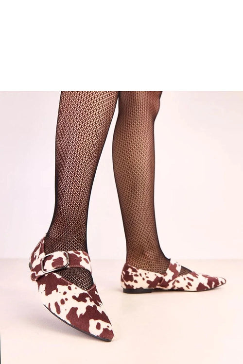ballerines femme pointues cuir suédé écologique motif vache blanc bordeaux bride boule argentée réglable semelle plate intérieure confort élégantes