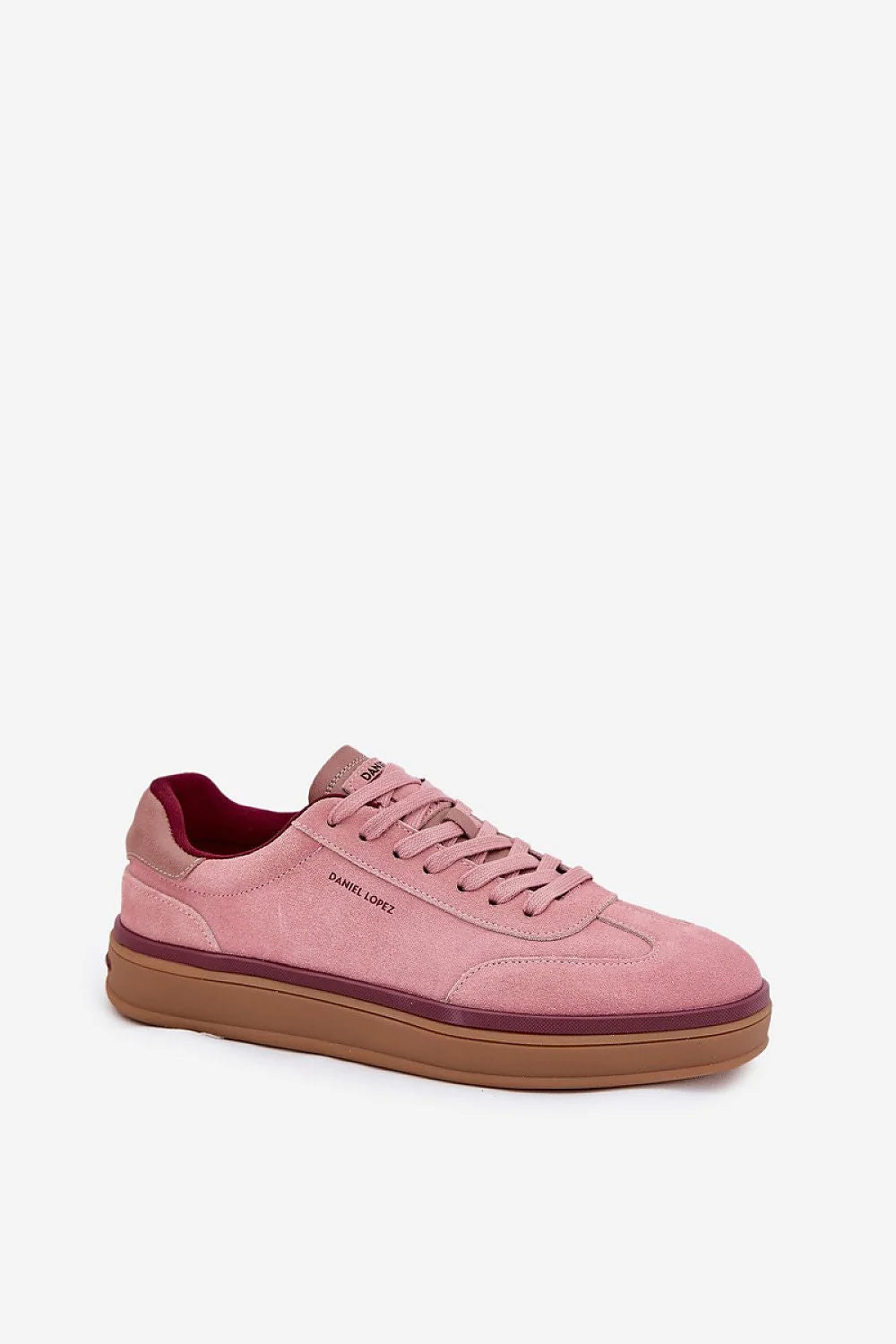Chaussures de sport Step in style design moderne élégant femmes coupe basse daim rose pâle semelle caoutchouc marron lacets rose