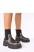 bottines femme chelsea métalliques anthracite similicuir plateforme chunky crantée talon confortable élastique facile affinante urbaine rock polyvalente durable premium tendance
